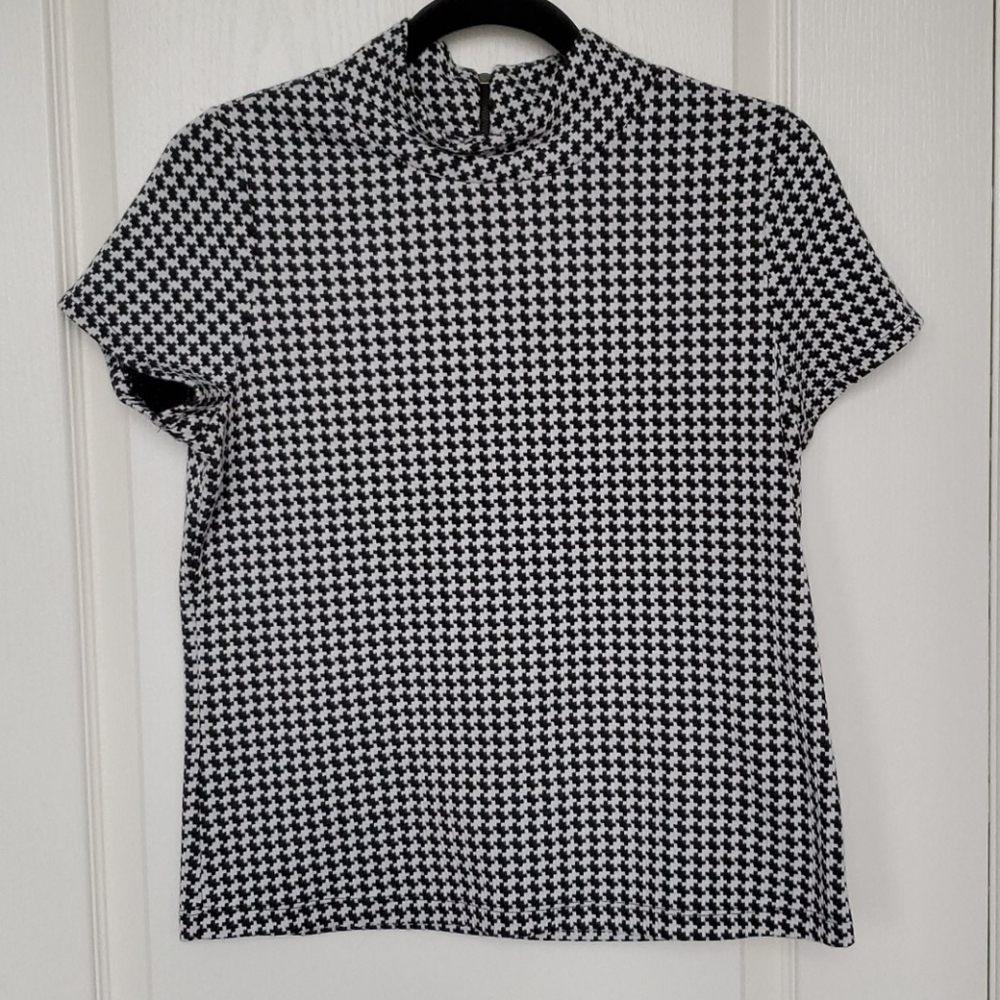Black & White Mock Neck Top